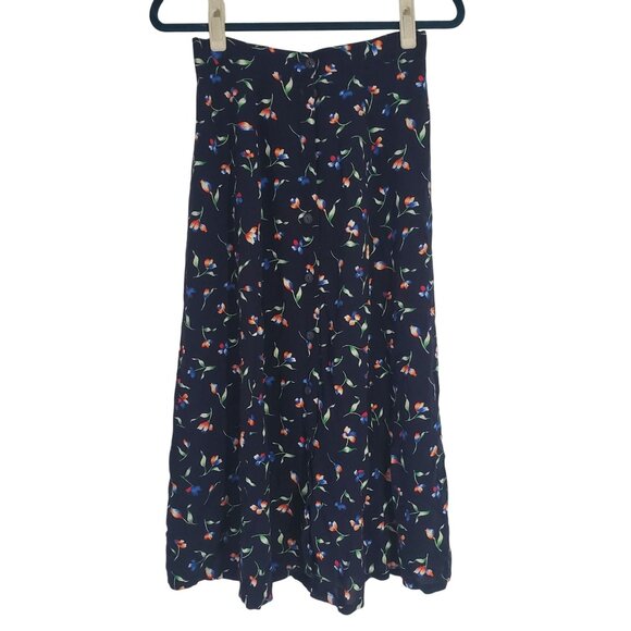Vintage 90s Sag Harbor Floral Button Front Midi Skirt Size S Fairy Grunge Y2K - Picture 1 of 5